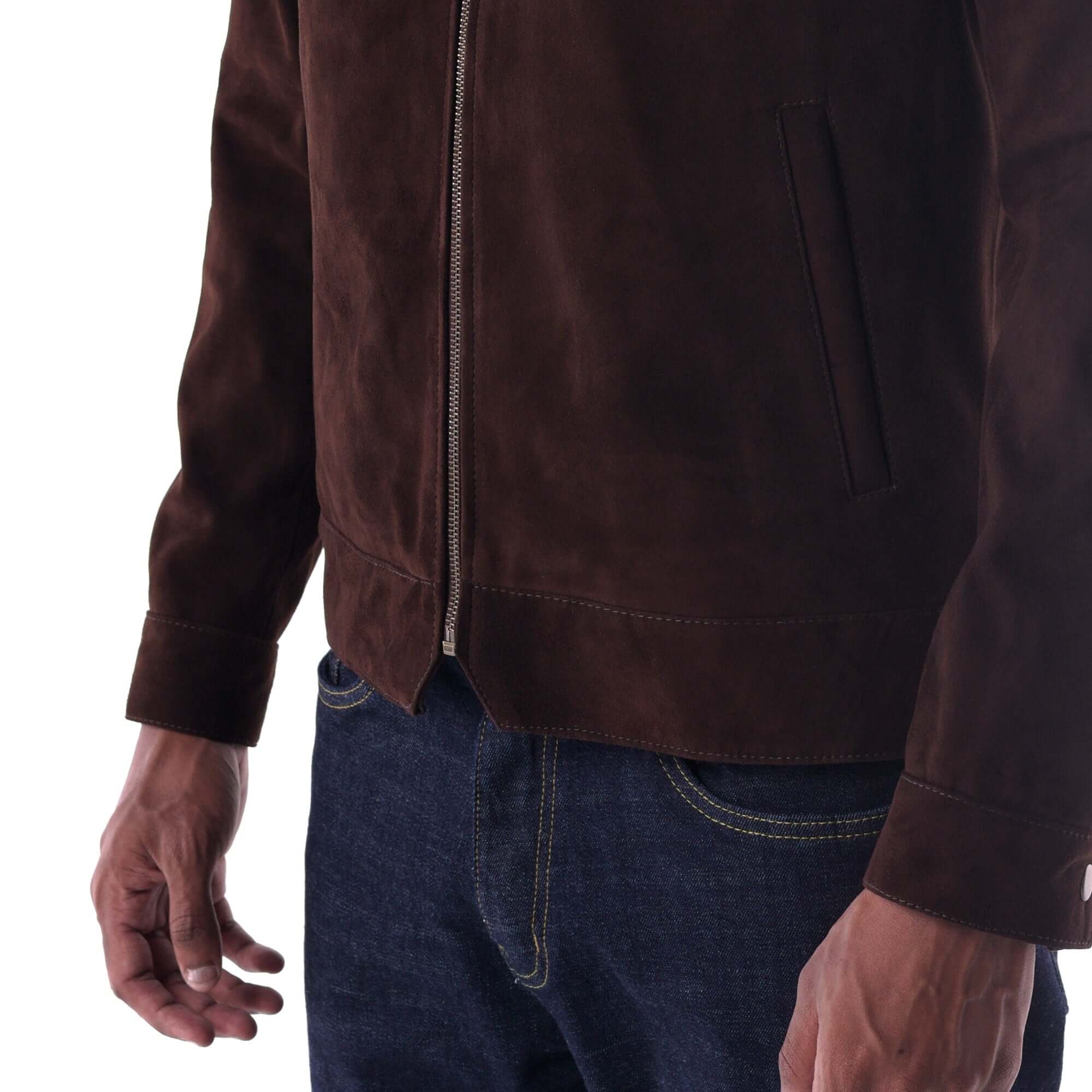 The Minimalist Collar Jacket - Suede Edition - Brown - Focus 2