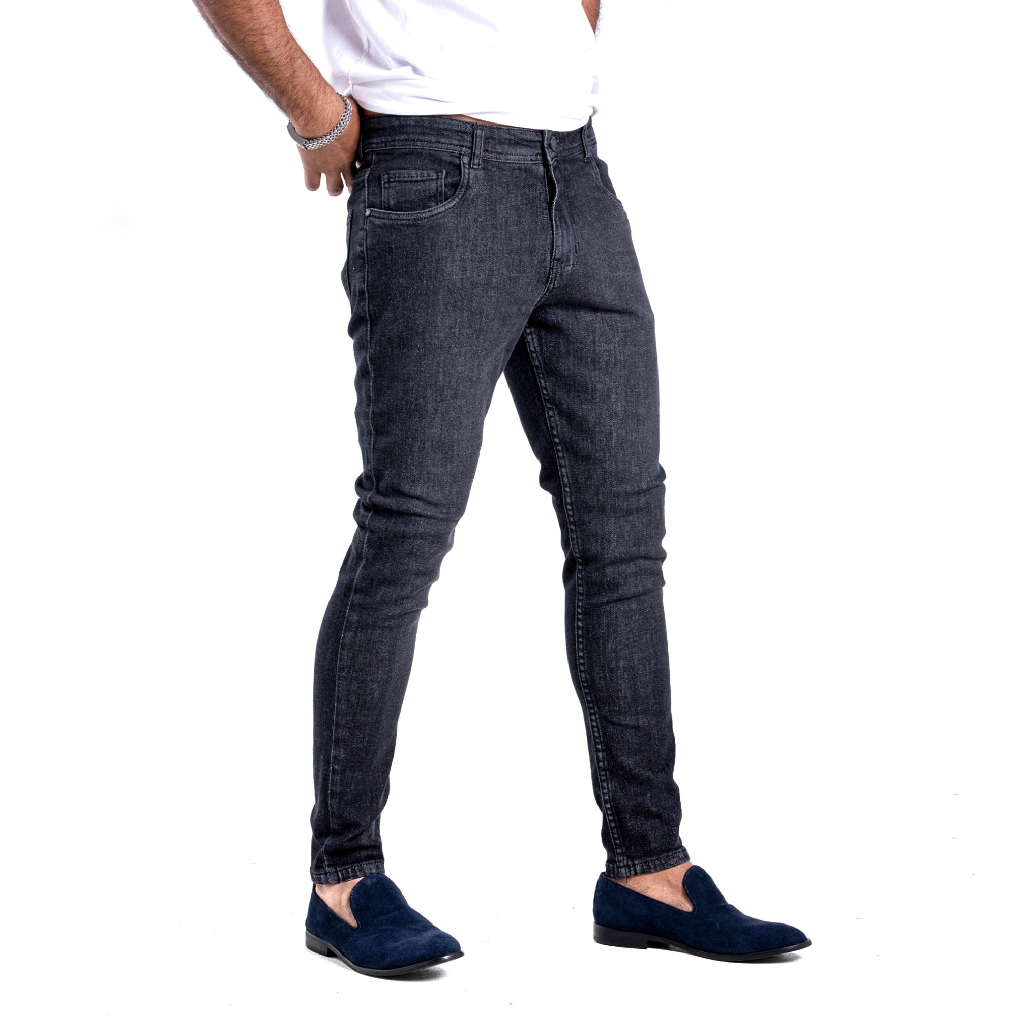 SOLID Washed Skinny Jeans - Black Wash 3/4
