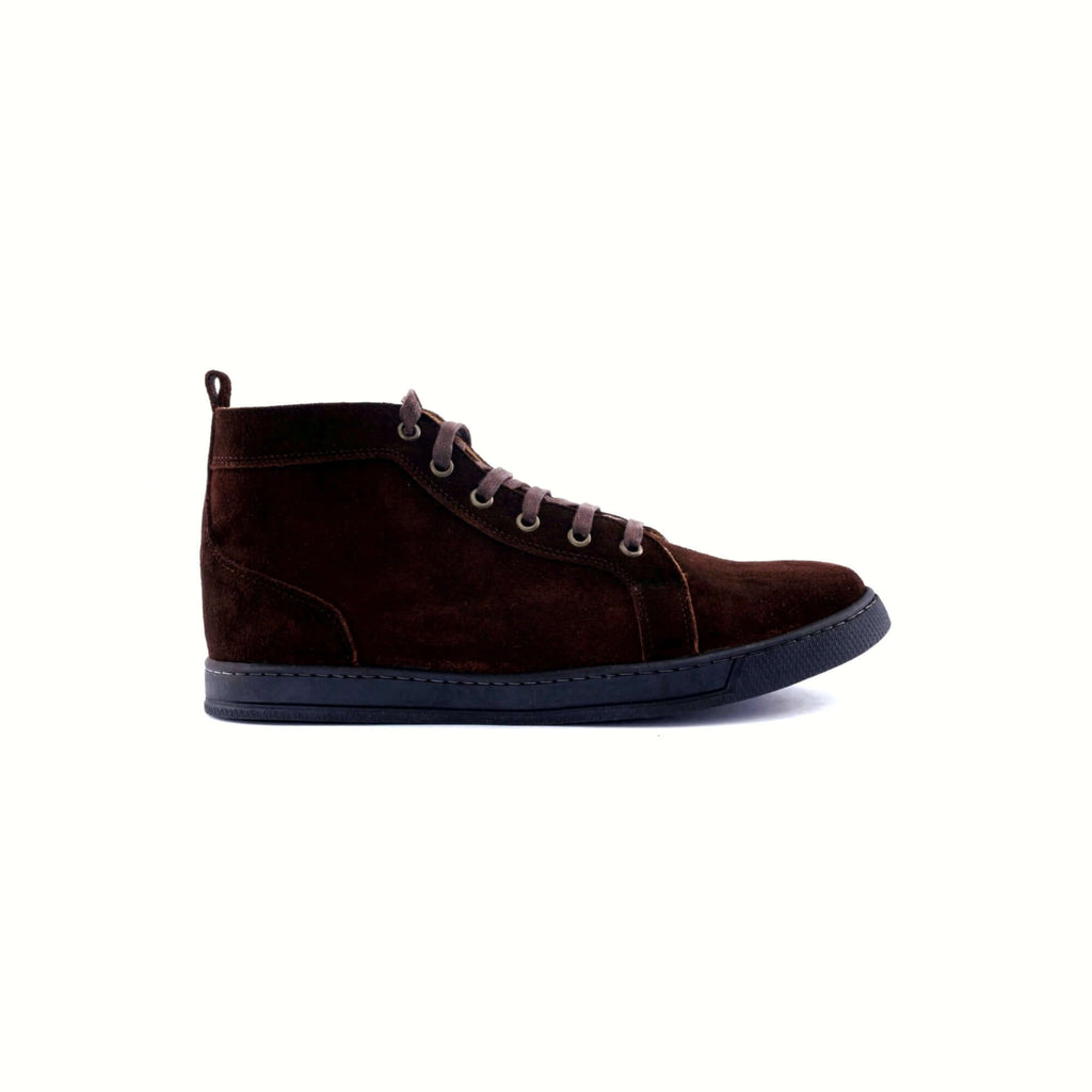 The Apex High-Top Suede Sneakers - brown - side