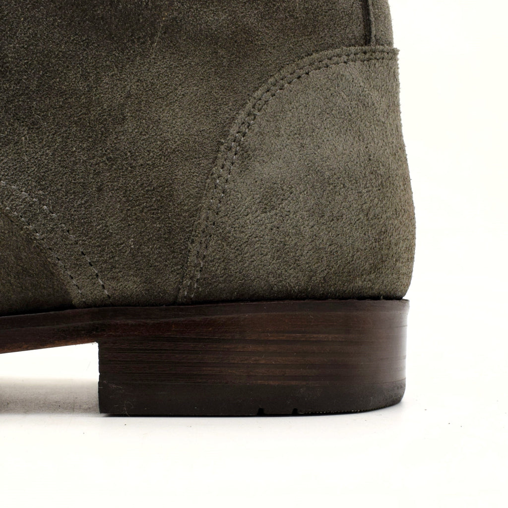 Cow Suede Perforated Cap-Toe Lace-Up Boot