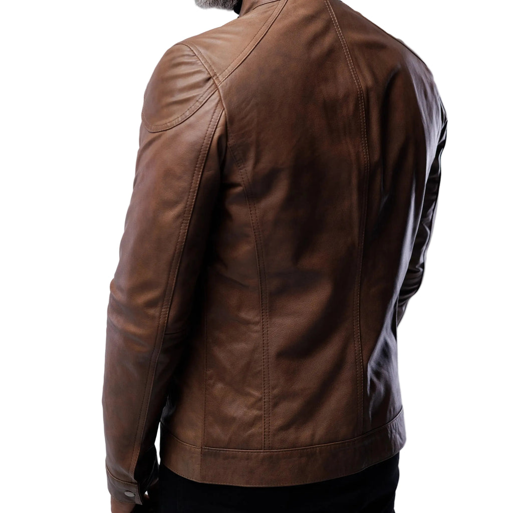 COW LEATHER ANTIQUE JACKET SOLID essentials
