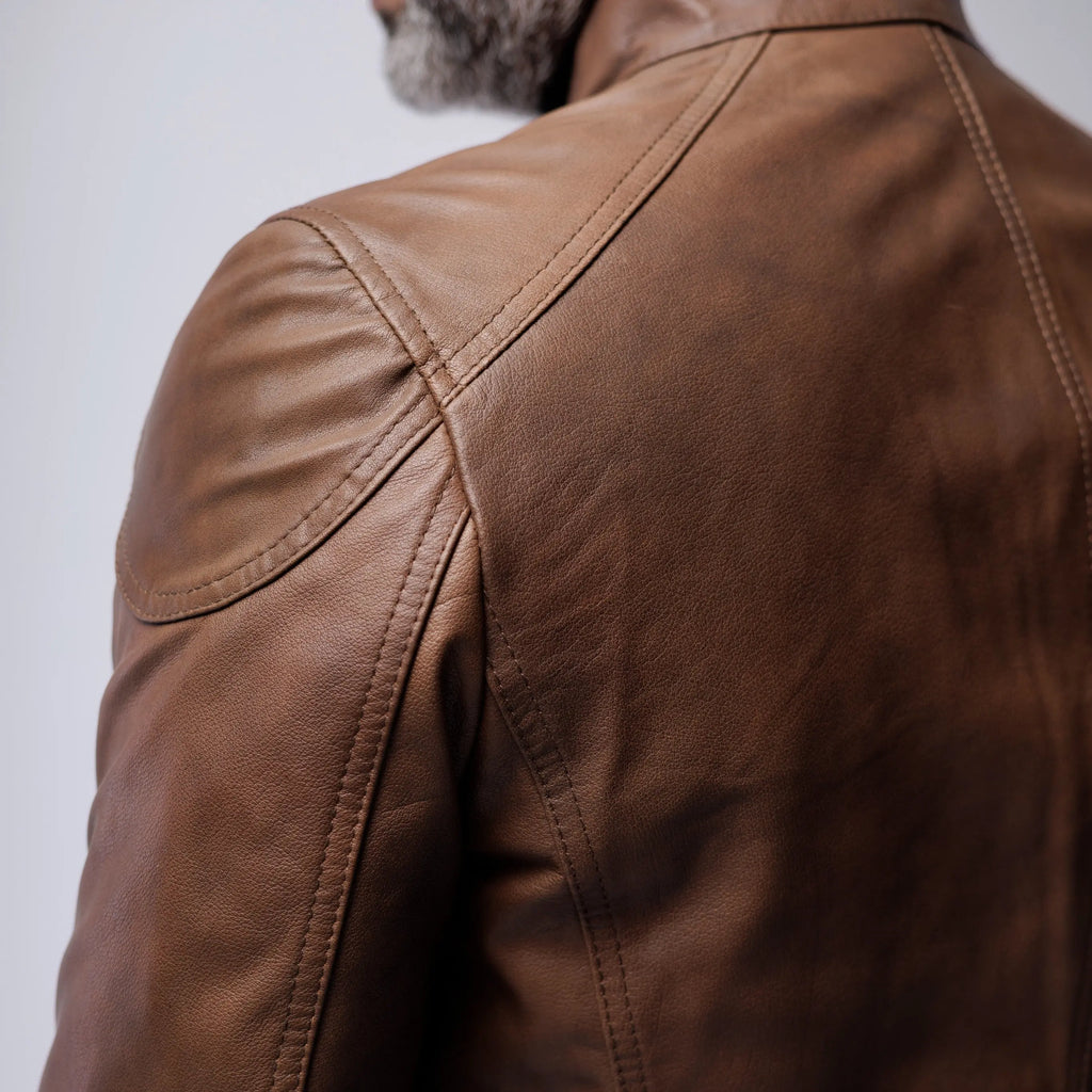 COW LEATHER ANTIQUE JACKET SOLID essentials