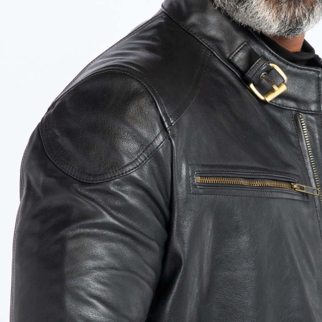 COW LEATHER ANTIQUE JACKET SOLID essentials