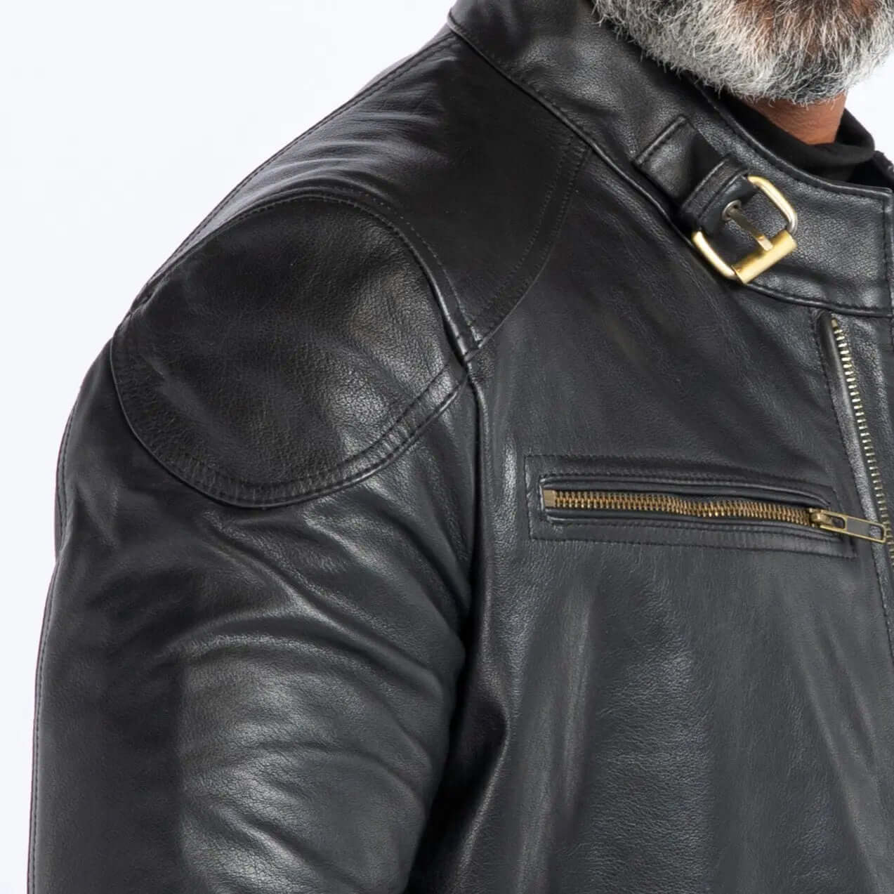 COW LEATHER ANTIQUE JACKET SOLID essentials