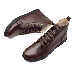 CALF LEATHER  HIGH-TOP SNEAKERS