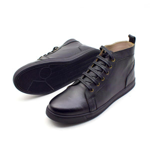 CALF LEATHER  HIGH-TOP SNEAKERS