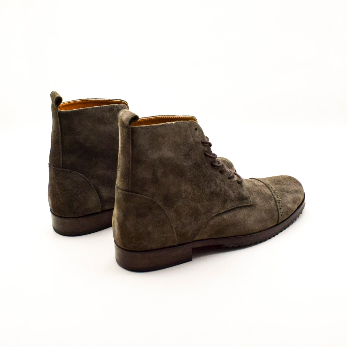 Cow Suede Perforated Cap-Toe Lace-Up Boot- back