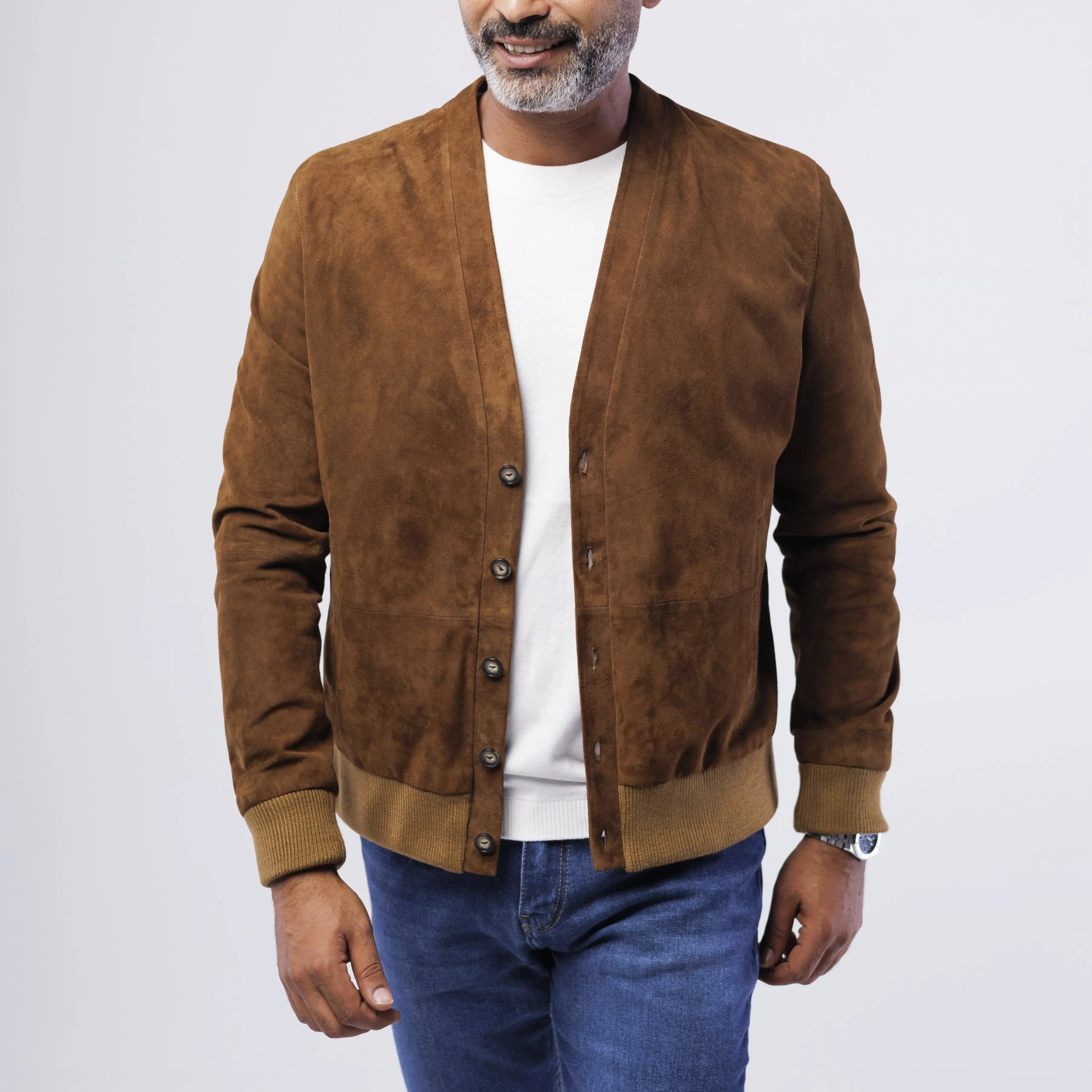 GOAT SUEDE CARDIGAN SOLID essentials