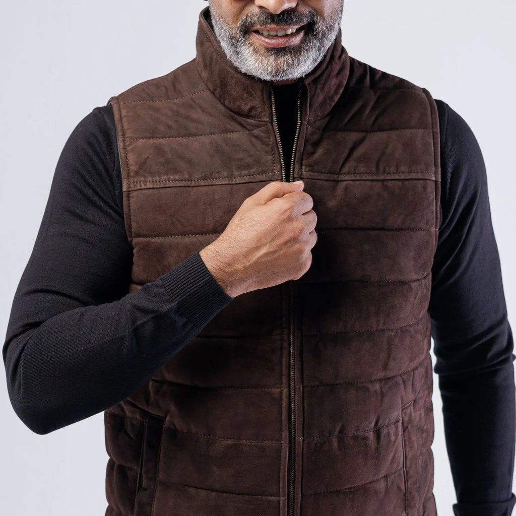 GOAT SUEDE PUFFER VEST SOLID essentials