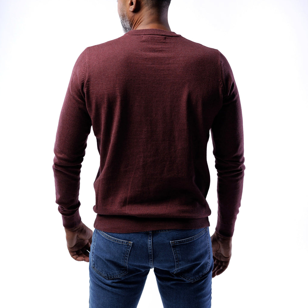 Cotton Knitted Double-Layer Crew Neck Sweater