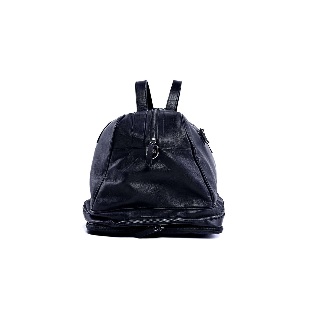 The Voyager - Modular Travel Leather Duffle Bag  - black - Side