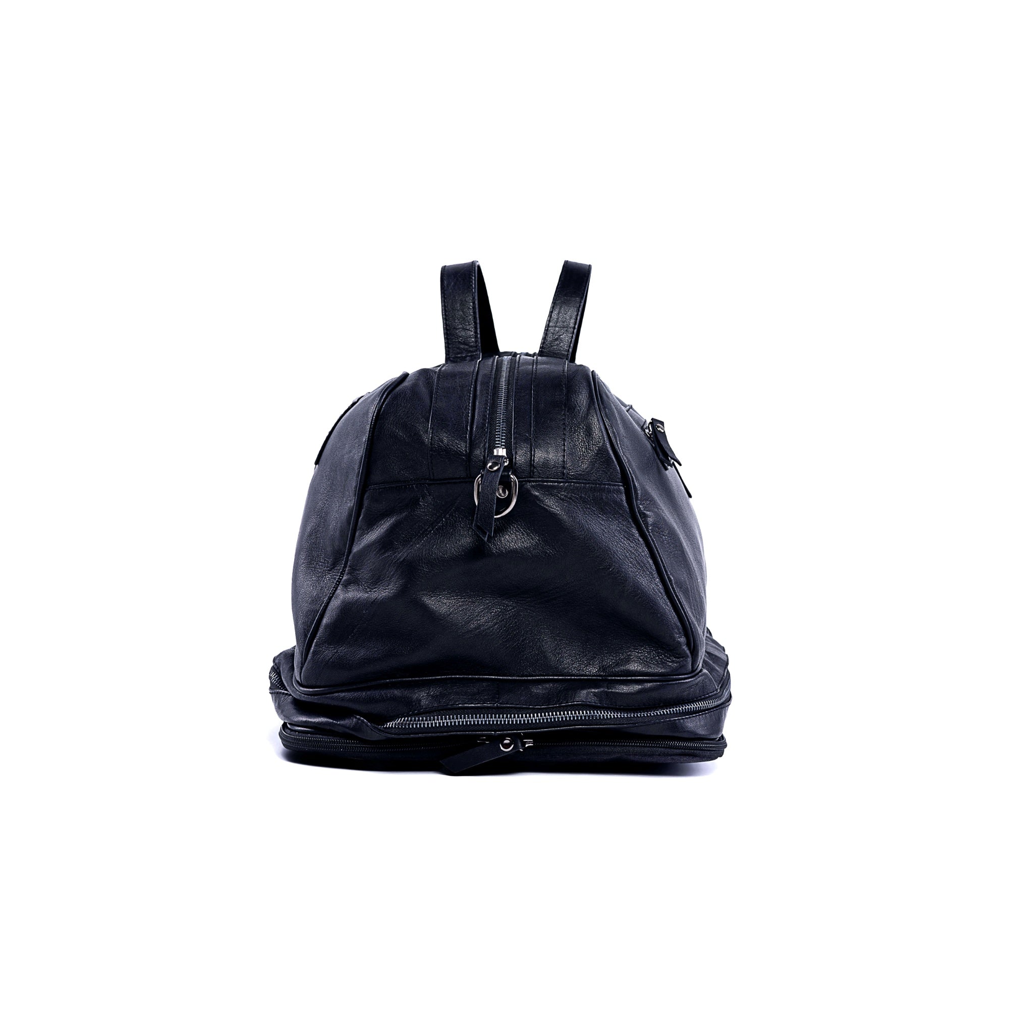 The Voyager - Modular Travel Leather Duffle Bag  - black - Side