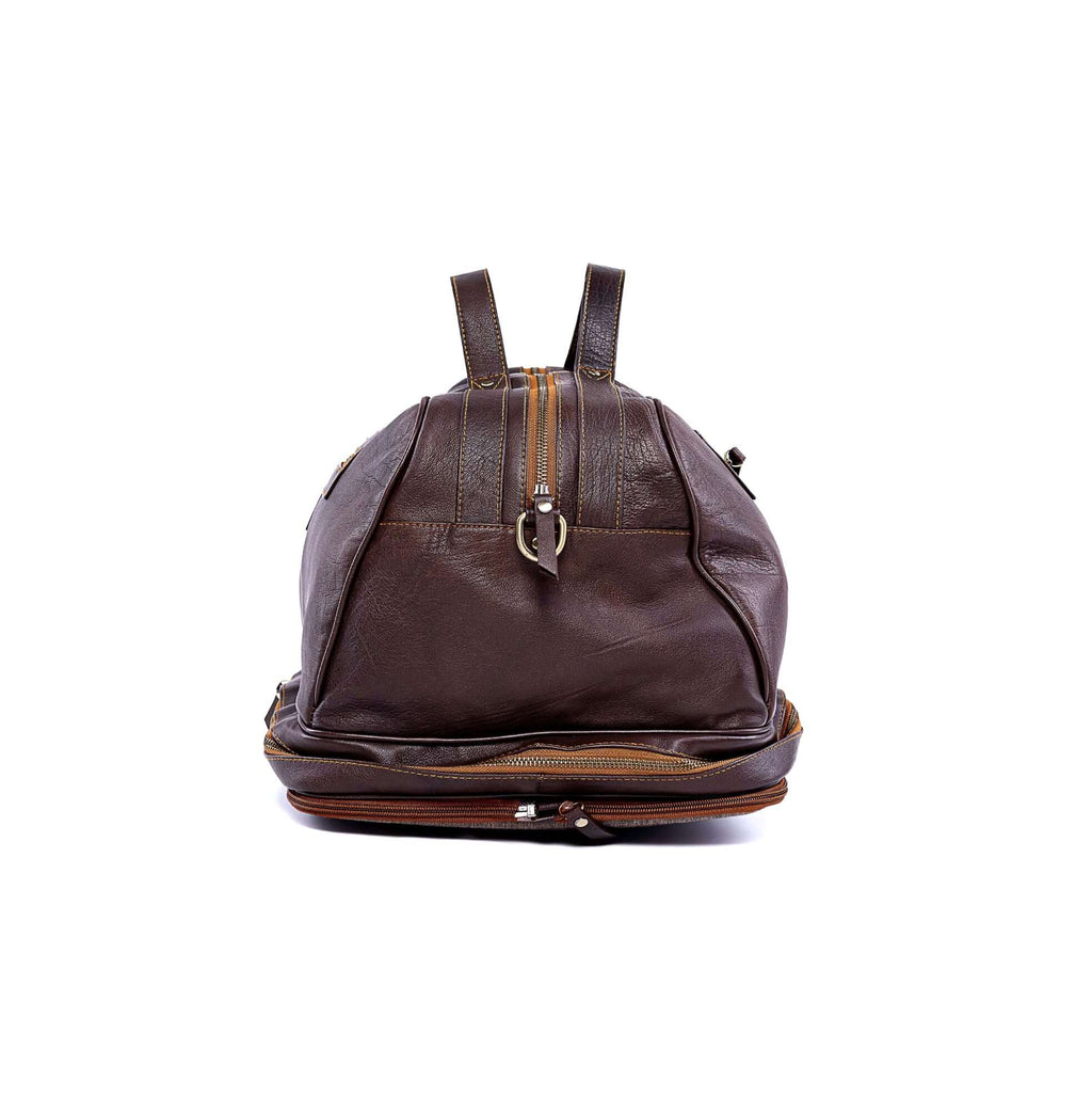 The Voyager - Modular Travel Leather Duffle Bag  - brown - Side