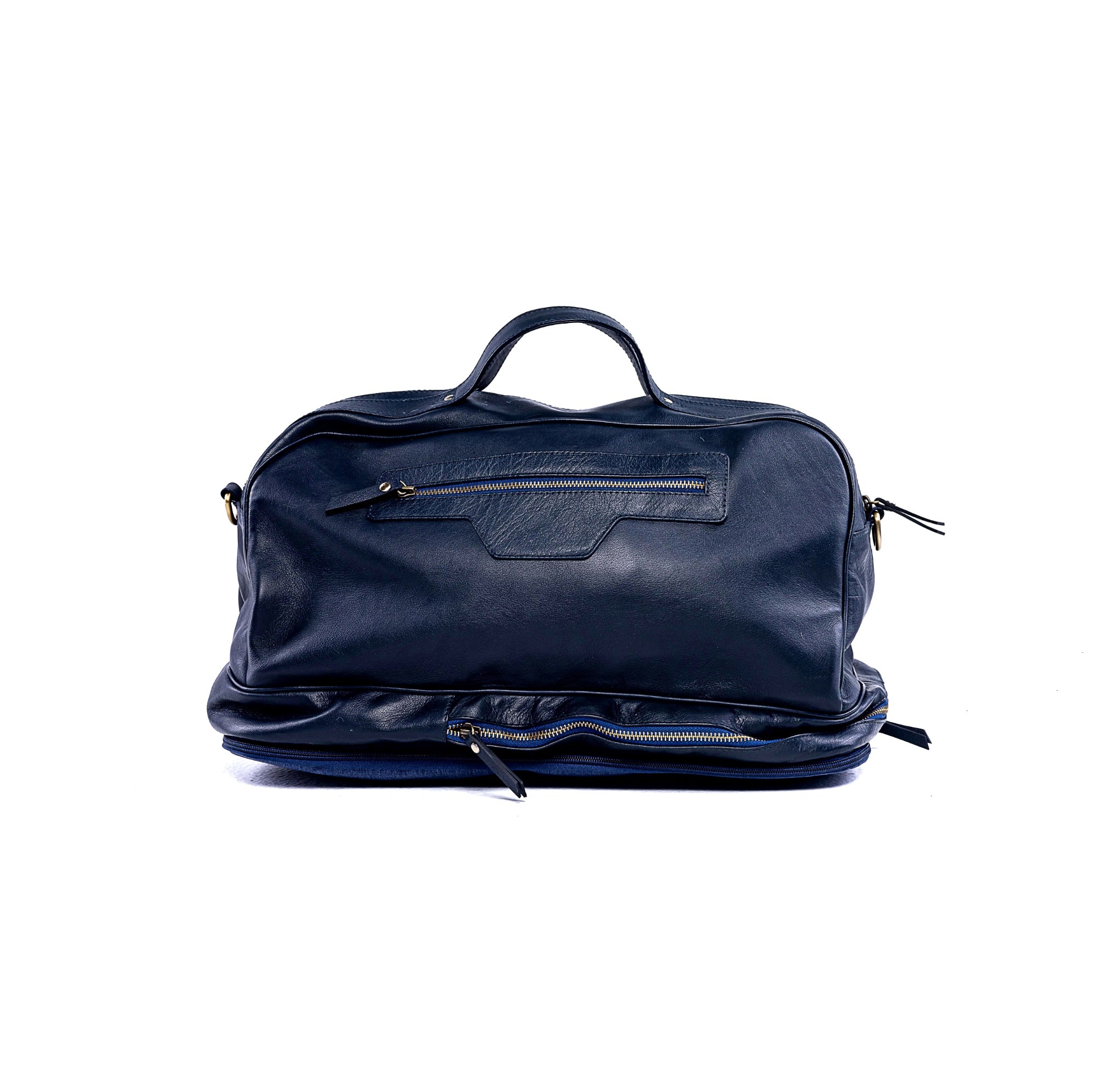 The Voyager - Modular Travel Leather Duffle Bag  - Navy - Main