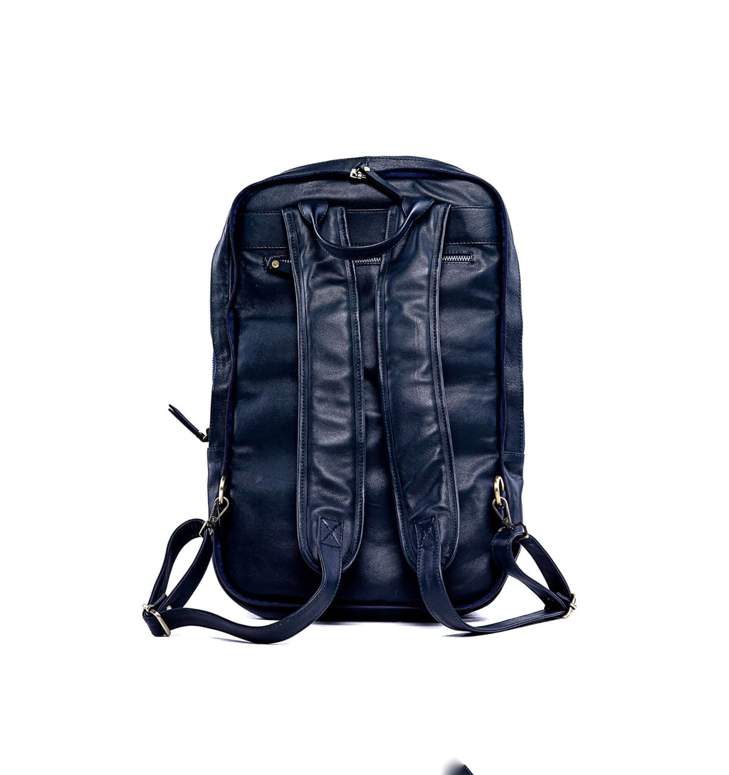 The Voyager - Modular Travel Leather Duffle Bag  - Navy - Main - Backpack