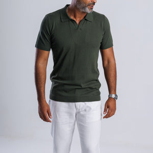 100% Cotton Knitted V-neck Polo Shirt