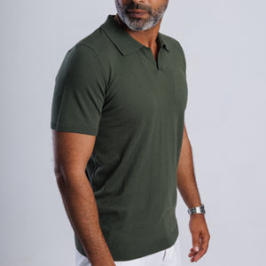 100% Cotton Knitted V-neck Polo Shirt