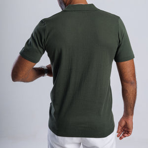 100% Cotton Knitted V-neck Polo Shirt