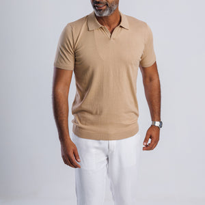 100% Cotton Knitted V-neck Polo Shirt