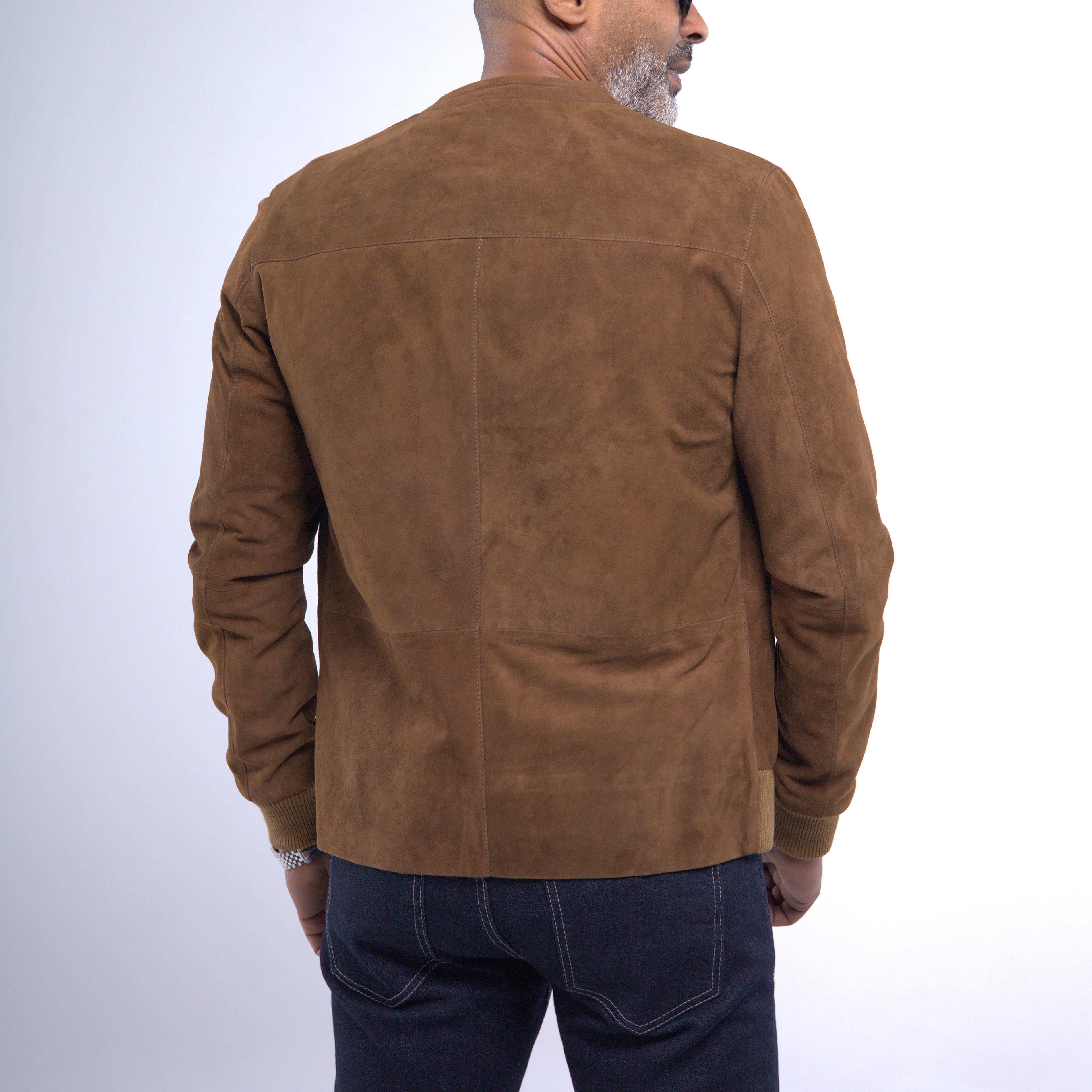 Goatskin Ribbed  Suede Cardigan