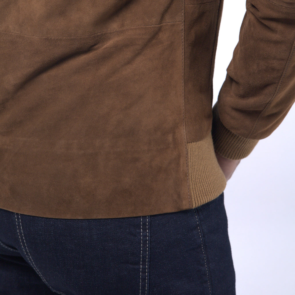 Goatskin Ribbed  Suede Cardigan
