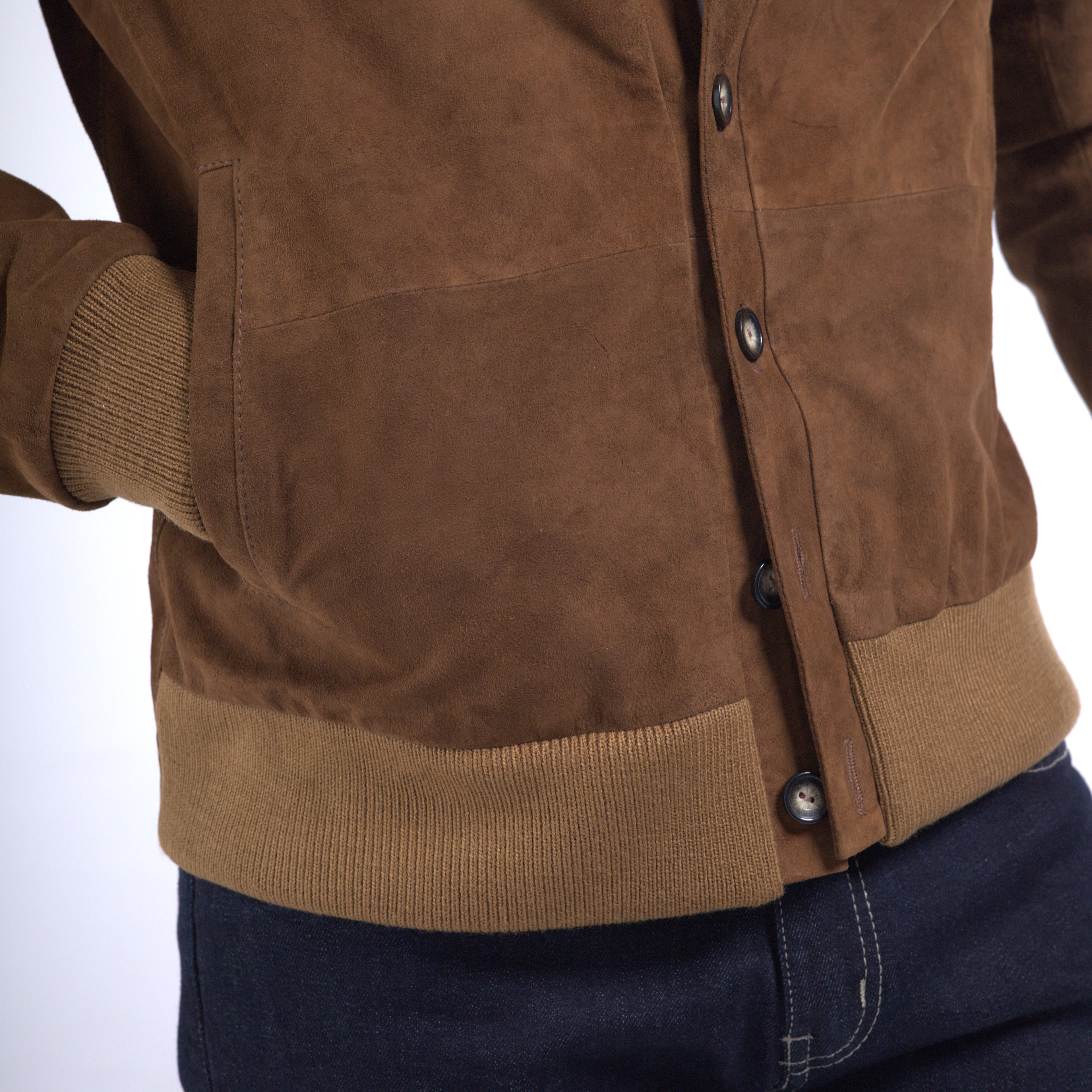Goatskin Ribbed  Suede Cardigan