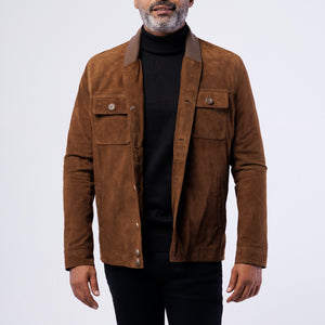 GOAT SUEDE SHAWL COLLAR CARDIGAN