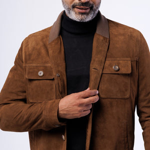 GOAT SUEDE SHAWL COLLAR CARDIGAN