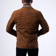 Load image into Gallery viewer, Goat Suede Ribbed Collar Cardigan
