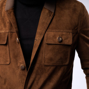 Goat Suede Shawl Collar Cardigan