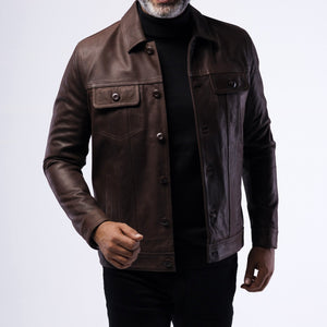 LAMB LEATHER RUGGED TRUCKER JACKET