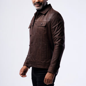 LAMB LEATHER RUGGED TRUCKER JACKET