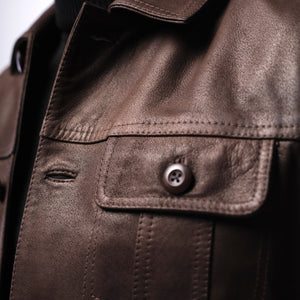 LAMB LEATHER RUGGED TRUCKER JACKET