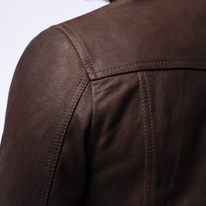 LAMB LEATHER RUGGED TRUCKER JACKET