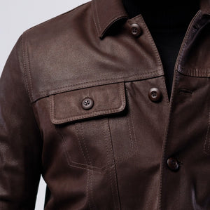 LAMB LEATHER RUGGED TRUCKER JACKET