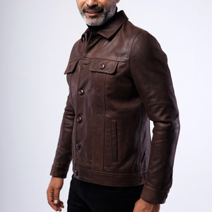 LAMB LEATHER RUGGED TRUCKER JACKET