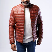 Load image into Gallery viewer, LAMB LEATHER PUFFER JACKET
