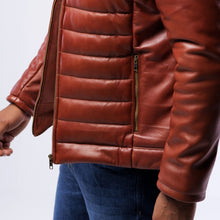 Load image into Gallery viewer, LAMB LEATHER PUFFER JACKET
