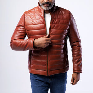 LAMB LEATHER PUFFER JACKET