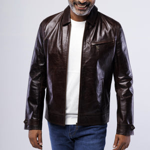 LAMB LEATHER CLASSIC COLLAR JACKET