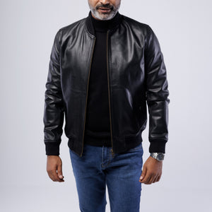 COW LEATHER BOMBER JACKET