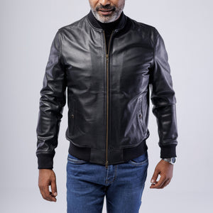 COW LEATHER BOMBER JACKET