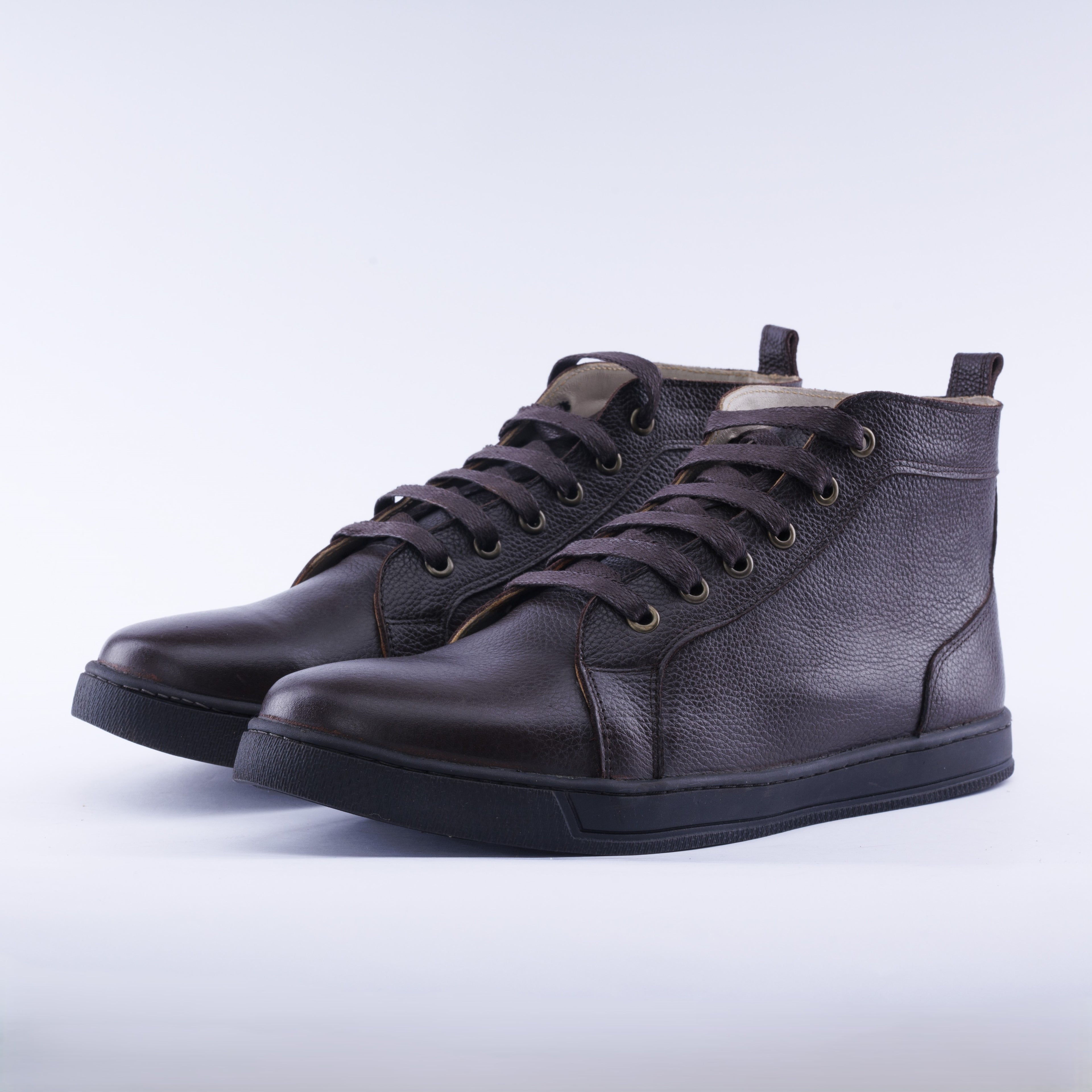 Grain Calf Leather High Top Sneaker