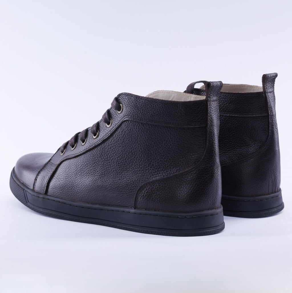Grain Calf Leather High Top Sneaker