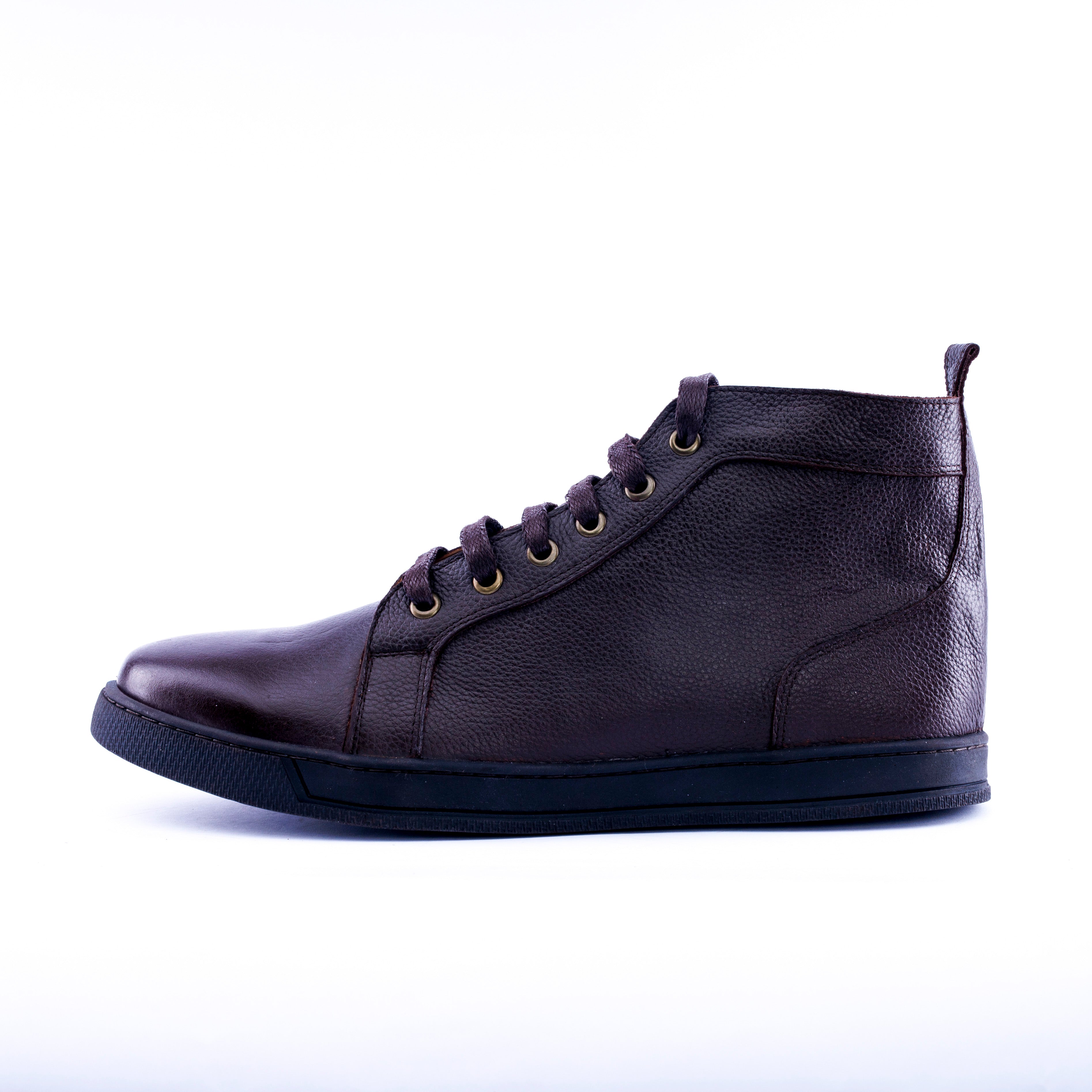 Calf Grain Leather High Top Sneaker