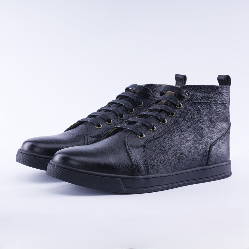 Grain Calf Leather High Top Sneaker