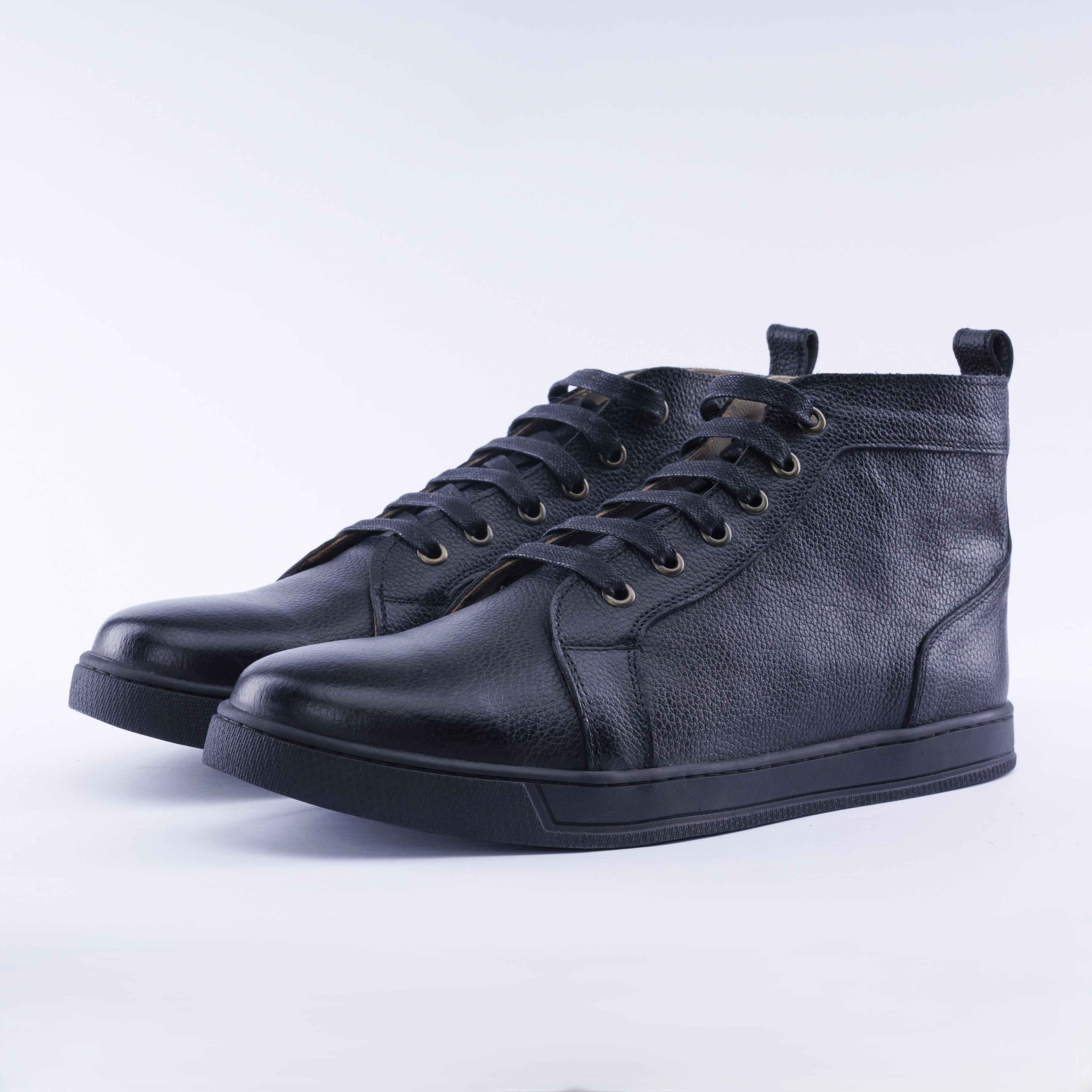 Grain Calf Leather High Top Sneaker