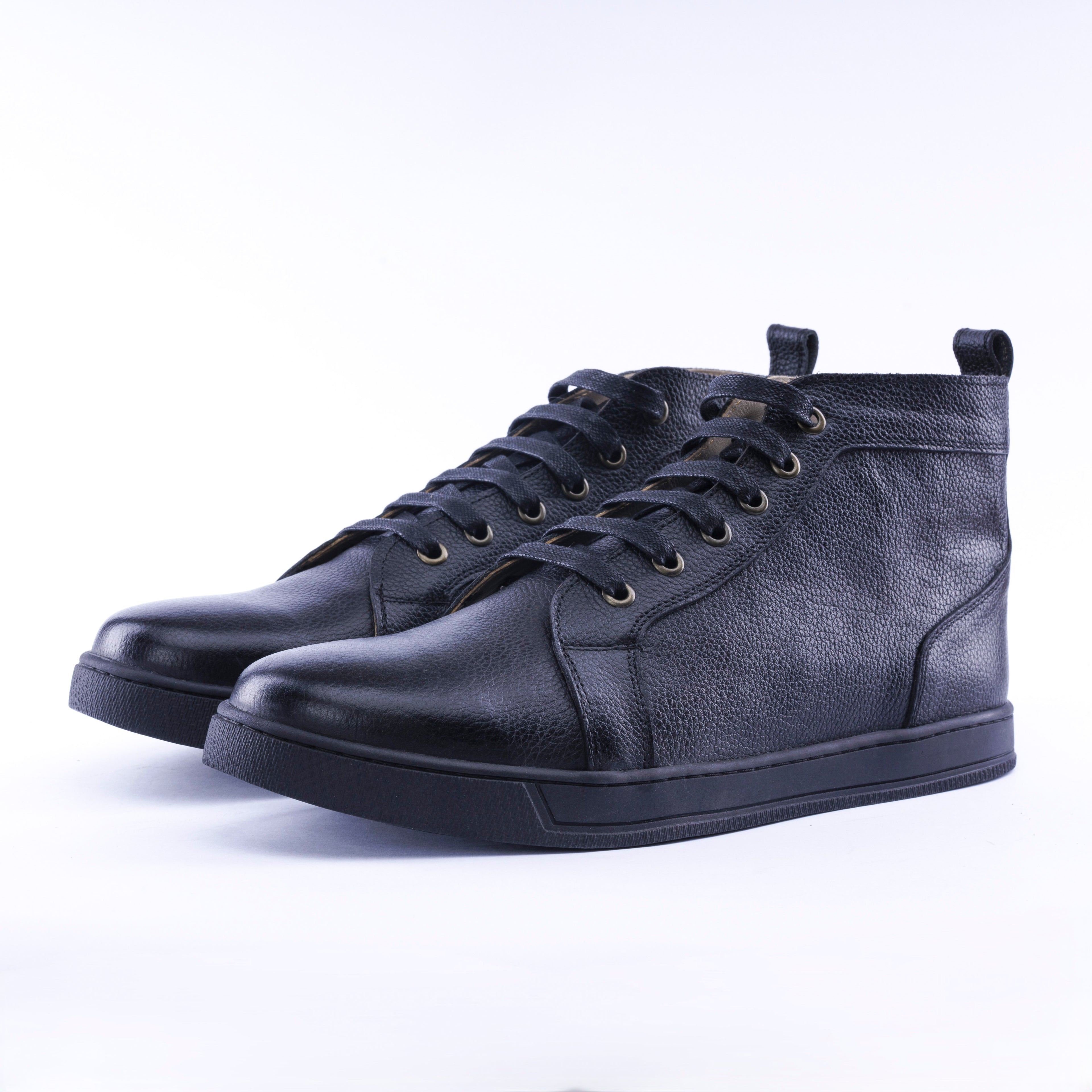 Calf Grain Leather High Top Sneaker