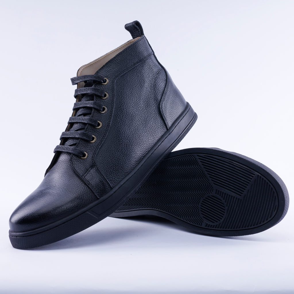 Grain Calf Leather High Top Sneaker