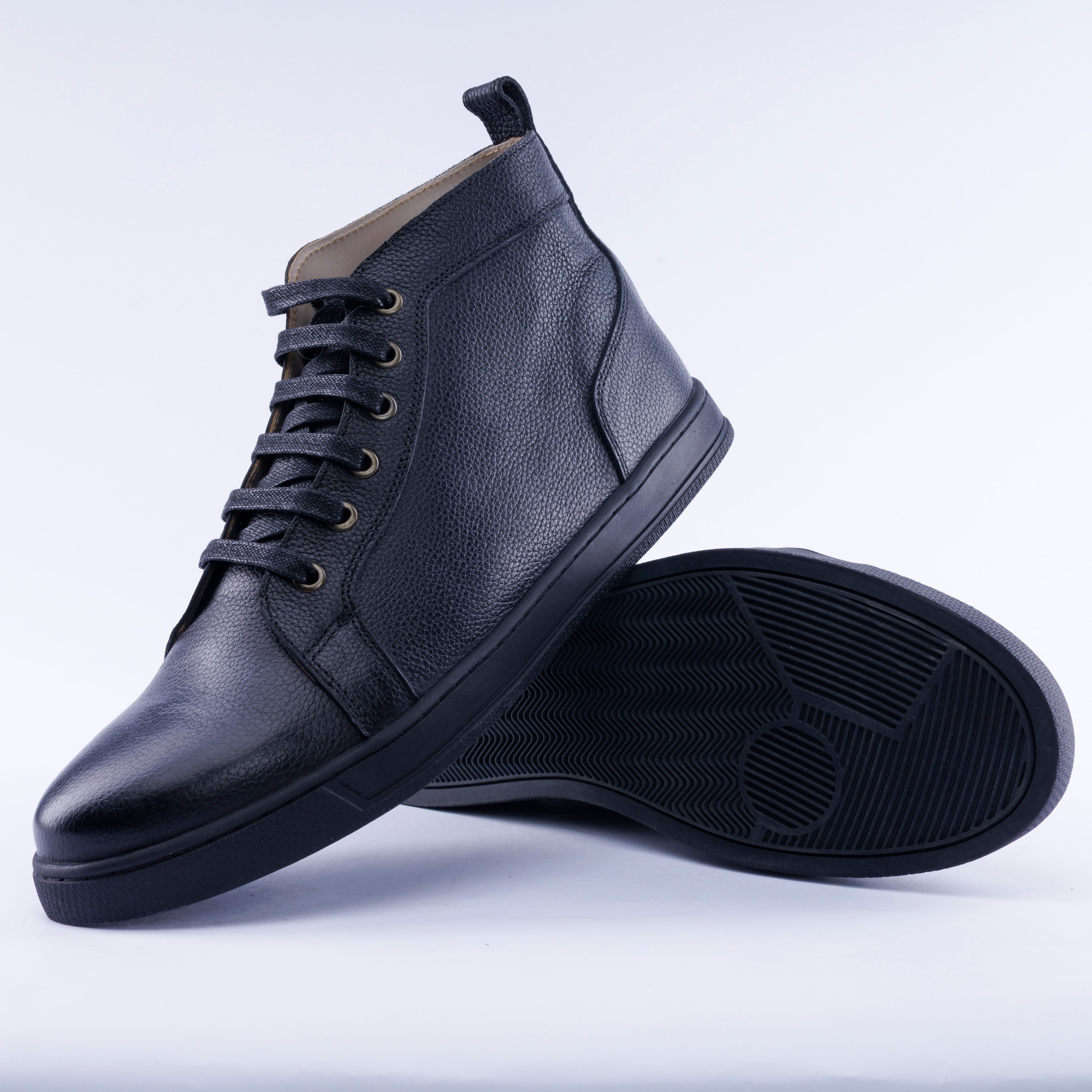 Grain Calf Leather High Top Sneaker